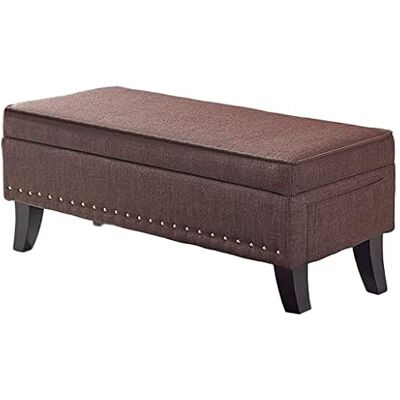 CWCQGH Banc ottoman de rangement, repose-pieds rembourré en tissu de lin avec 4 pieds en bois, table basse, canapé, repose-pieds tabouret de salon – Blanc cassé, marron foncé 60 x 40 x 45 cm CWCQGH Banc ottoman de rangement, repose-pieds rembourré en tissu de lin avec 4 pieds en bois, table basse, canapé, repose-pieds tabouret de salon – Blanc cassé, marron foncé 60 x 40 x 45 cm