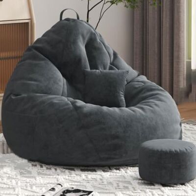 GWFBLID Pouf poire géant pour adultes Canapé paresseux avec housse douce et amovible Fauteuil poire géant en mousse à mémoire de forme Coussin de sol avec poche pour lire et jouer Jaune GWFBLID Pouf poire géant pour adultes Canapé paresseux avec housse douce et amovible Fauteuil poire géant en mousse à mémoire de forme Coussin de sol avec poche pour lire et jouer Jaune