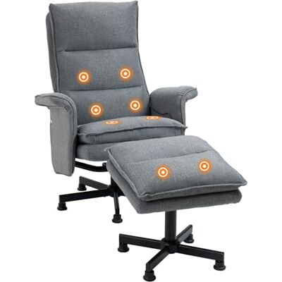 HOMCOM Fauteuil massant électrique Relaxant avec Repose-Pieds et télécommande 8 Zones de Massage Tissu Imitation Lin 78 x 93 x 99 cm Gris HOMCOM Fauteuil massant électrique Relaxant avec Repose-Pieds et télécommande 8 Zones de Massage Tissu Imitation Lin 78 x 93 x 99 cm Gris