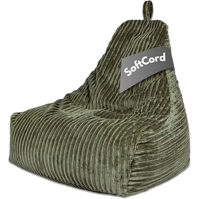 Patchhome PATCH HOME Deluxe Cord Fauteuil lounge pour adultes et enfants Fauteuil confortable en velours côtelé avec rembourrage Pour salon et chambre à coucher Vert olive, taille XXL Patchhome PATCH HOME Deluxe Cord Fauteuil lounge pour adultes et enfants Fauteuil confortable en velours côtelé avec rembourrage Pour salon et chambre à coucher Vert olive, taille XXL