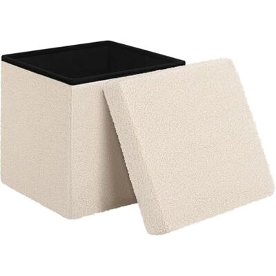 WOLTU Pouf de rangement pliable en polaire peluche et MDF pour salon, chambre à coucher, couloir, 38 x 37 x 38 cm, beige WOLTU Pouf de rangement pliable en polaire peluche et MDF pour salon, chambre à coucher, couloir, 38 x 37 x 38 cm, beige