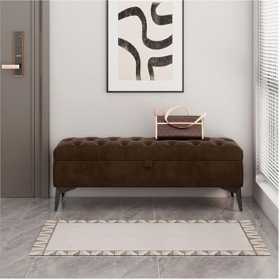 QINGGANG-0224 chaise longue Banc de rangement d'entrée moderne bout lit Ottoman Rembourré en velours Bancs chambre à coucher for pied capitonné Repose-pieds Tabouret(Coffee,100 * 40 * 43cm) QINGGANG-0224 chaise longue Banc de rangement d'entrée moderne bout lit Ottoman Rembourré en velours Bancs chambre à coucher for pied capitonné Repose-pieds Tabouret(Coffee,100 * 40 * 43cm)