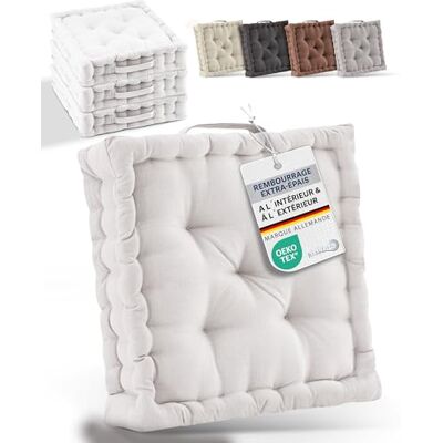Beautissu set de 4 coussins de sol d'assise coton avec poignée de transport 40x40cm naturel matelas épais 8cm 100% coussin de chaise intérieur extérieur Beauitssu siège galette Mila Beautissu set de 4 coussins de sol d'assise coton avec poignée de transport 40x40cm naturel matelas épais 8cm 100% coussin de chaise intérieur extérieur Beauitssu siège galette Mila