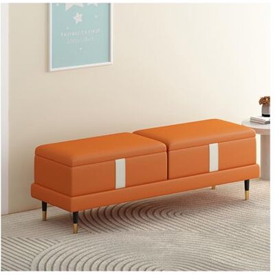 Huangj-0527 Banc-Tabouret de Bout de lit Banc de rangement Ottoman for bout de lit de chambre à coucher, bancs de chambre modernes en simili cuir for pied de lit, banc rembourré avec pieds dorés Tabouret(Orange Huangj-0527 Banc-Tabouret de Bout de lit Banc de rangement Ottoman for bout de lit de chambre à coucher, bancs de chambre modernes en simili cuir for pied de lit, banc rembourré avec pieds dorés Tabouret(Orange