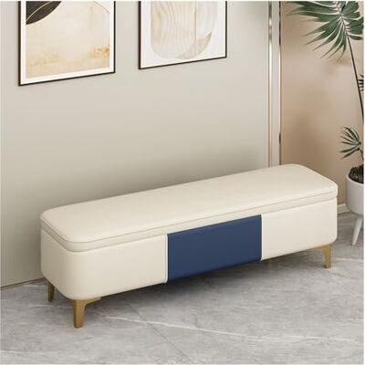 Zeng25liangOu-12 banc de chambre Banc de rangement d'entrée, ottoman for bout lit chambre à coucher, bancs modernes en simili cuir for pied, banc rembourré avec pieds dorés(Blanc,120 * 40 * 40cm) Zeng25liangOu-12 banc de chambre Banc de rangement d'entrée, ottoman for bout lit chambre à coucher, bancs modernes en simili cuir for pied, banc rembourré avec pieds dorés(Blanc,120 * 40 * 40cm)
