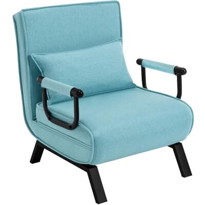 WOLTU Fauteuil lit 3 en 1 avec fonction sommeil, 65 x 75 x 78 cm, bleu Canapé-lit avec fonction lit, dossier réglable, cadre en métal, lin, mousse, salon, chambre à coucher, balcon WOLTU Fauteuil lit 3 en 1 avec fonction sommeil, 65 x 75 x 78 cm, bleu Canapé-lit avec fonction lit, dossier réglable, cadre en métal, lin, mousse, salon, chambre à coucher, balcon