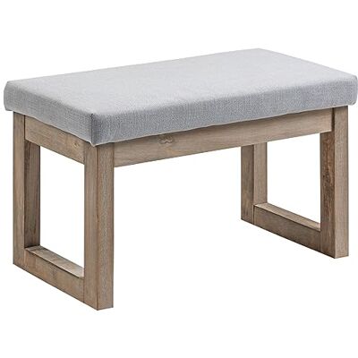 HOMCOM Repose-pieds Tabouret rembourré Aspect lin Avec pieds en bois Banc d'entrée pour salon, chambre à coucher, gris, 68 x 38 x 42 cm HOMCOM Repose-pieds Tabouret rembourré Aspect lin Avec pieds en bois Banc d'entrée pour salon, chambre à coucher, gris, 68 x 38 x 42 cm