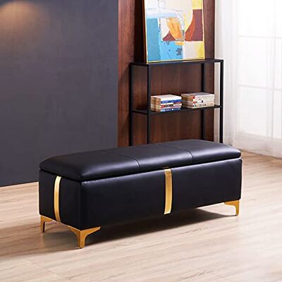 HTDVIG Banc de rangement à chaussures ottomane en cuir synthétique Banc de rangement à bout de lit Banc de rangement rectangulaire Repose-pieds Coffre à jouets pour chambre à coucher et salon HTDVIG Banc de rangement à chaussures ottomane en cuir synthétique Banc de rangement à bout de lit Banc de rangement rectangulaire Repose-pieds Coffre à jouets pour chambre à coucher et salon