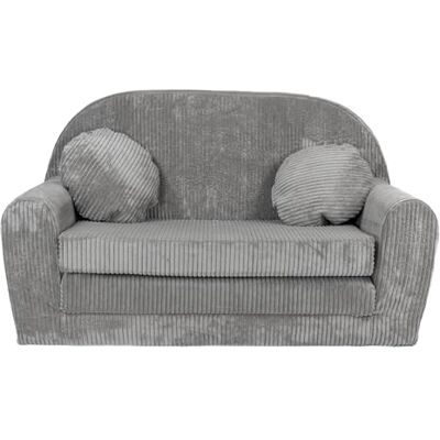 FORTISLINE Canapé pour enfant XXL pliable 96 x 57 x 48 cm Canapé pour enfant en velours côtelé avec surface de couchage 165 cm, canapé pour chambre d'enfant avec 2 coussins, housse amovible et FORTISLINE Canapé pour enfant XXL pliable 96 x 57 x 48 cm Canapé pour enfant en velours côtelé avec surface de couchage 165 cm, canapé pour chambre d'enfant avec 2 coussins, housse amovible et