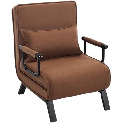 WOLTU Fauteuil convertible 3 en 1 avec fonction lit et canapé-lit dossier réglable, salon-chambre à coucher, cadre en métal et lin, 65 x 75 x 78 cm, marron Canapé-lit avec fonction lit, dossier réglable, cadre en métal, lin, mousse, salon, chambre à cou WOLTU Fauteuil convertible 3 en 1 avec fonction lit et canapé-lit dossier réglable, salon-chambre à coucher, cadre en métal et lin, 65 x 75 x 78 cm, marron Canapé-lit avec fonction lit, dossier réglable, cadre en métal, lin, mousse, salon, chambre à cou