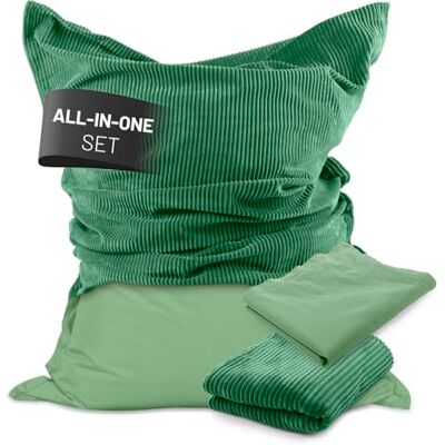 Lumaland Pouf classique XXL tout-en-un Pouf géant XXL avec housse en velours côtelé et extérieur pour l'intérieur et l'extérieur Fauteuil avec rembourrage en polystyrène expansé emballé en toute Lumaland Pouf classique XXL tout-en-un Pouf géant XXL avec housse en velours côtelé et extérieur pour l'intérieur et l'extérieur Fauteuil avec rembourrage en polystyrène expansé emballé en toute