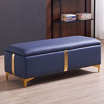 GFHOOZ Banc de rangement rembourré avec pieds en métal, ottoman de rangement rectangulaire en cuir, repose-pieds peu encombrant, beige, 60 x 45 x 42 cm, bleu foncé, 90 x 45 x 42 cm GFHOOZ Banc de rangement rembourré avec pieds en métal, ottoman de rangement rectangulaire en cuir, repose-pieds peu encombrant, beige, 60 x 45 x 42 cm, bleu foncé, 90 x 45 x 42 cm