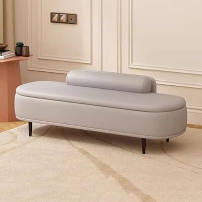 HADECOLL Banc de rangement ottoman avec coussin lombaire en simili cuir pour porte d'entrée Bmodern bout de lit, repose-pieds tabouret avec compartiment de rangement, gris clair, 80 cm HADECOLL Banc de rangement ottoman avec coussin lombaire en simili cuir pour porte d'entrée Bmodern bout de lit, repose-pieds tabouret avec compartiment de rangement, gris clair, 80 cm