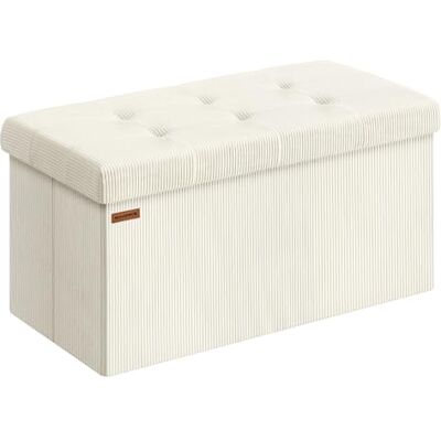 SONGMICS Repose-pieds avec rangement, banc pliable, 38 x 76 x 38 cm, repose-pieds, banquette-lit, coffre de rangement, charge maximale 300 kg, salon, chambre, couloir, blanc crème LSF603W01 Banc de lit, coffre de rangement, charge jusqu'à 300 kg, blanc SONGMICS Repose-pieds avec rangement, banc pliable, 38 x 76 x 38 cm, repose-pieds, banquette-lit, coffre de rangement, charge maximale 300 kg, salon, chambre, couloir, blanc crème LSF603W01 Banc de lit, coffre de rangement, charge jusqu'à 300 kg, blanc