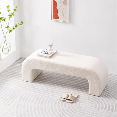 WFYZXE Banc en boucle, banc rectangulaire en fausse fourrure, banc rectangulaire moderne en sherpa, banc ottoman en velours sherpa, pour chambre à coucher, couloir (longueur 100 cm) WFYZXE Banc en boucle, banc rectangulaire en fausse fourrure, banc rectangulaire moderne en sherpa, banc ottoman en velours sherpa, pour chambre à coucher, couloir (longueur 100 cm)