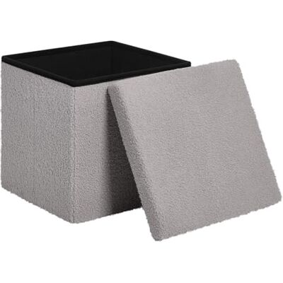WOLTU Pouf de rangement pliable en polaire peluche et MDF pour salon, chambre à coucher, couloir, 38 x 37 x 38 cm, gris clair WOLTU Pouf de rangement pliable en polaire peluche et MDF pour salon, chambre à coucher, couloir, 38 x 37 x 38 cm, gris clair