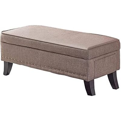 WENWENLEE Banc ottoman de rangement, repose-pieds tapissé, tissu de lin avec 4 pieds en bois, table basse, canapé, repose-pieds tabouret salon blanc cassé (taille : 40 x 40 x 45 cm) WENWENLEE Banc ottoman de rangement, repose-pieds tapissé, tissu de lin avec 4 pieds en bois, table basse, canapé, repose-pieds tabouret salon blanc cassé (taille : 40 x 40 x 45 cm)