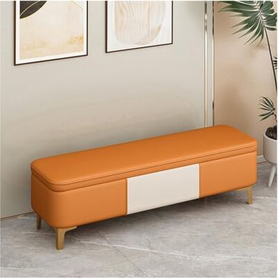 Zeng25liangOu-12 banc de chambre Banc de rangement d'entrée, ottoman for bout lit chambre à coucher, bancs modernes en simili cuir for pied, banc rembourré avec pieds dorés(Orange,100 * 40 * 40cm) Zeng25liangOu-12 banc de chambre Banc de rangement d'entrée, ottoman for bout lit chambre à coucher, bancs modernes en simili cuir for pied, banc rembourré avec pieds dorés(Orange,100 * 40 * 40cm)