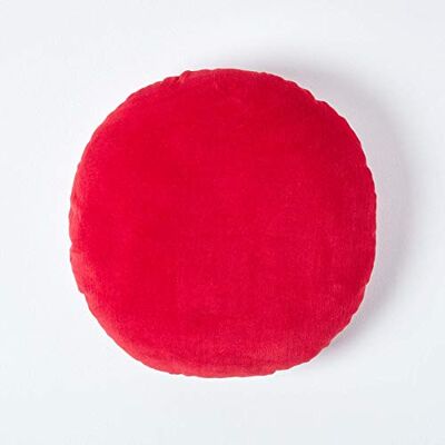 HOMESCAPES Coussin Rond 40 cm en Velours Pur Coton Doux uni Rouge, décoration canapé ou Fauteuil HOMESCAPES Coussin Rond 40 cm en Velours Pur Coton Doux uni Rouge, décoration canapé ou Fauteuil