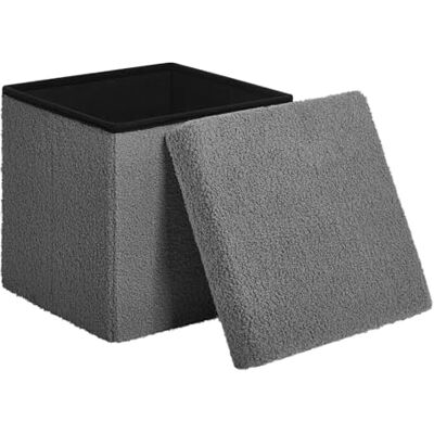 WOLTU Pouf de rangement pliable en polaire peluche et MDF pour salon, chambre à coucher, couloir, 38 x 37 x 38 cm, gris foncé WOLTU Pouf de rangement pliable en polaire peluche et MDF pour salon, chambre à coucher, couloir, 38 x 37 x 38 cm, gris foncé