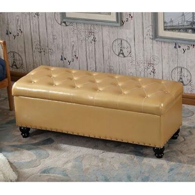 LIHDNGXM Banc ottoman de rangement grande capacité avec charnière de sécurité, banc rembourré pour pied de lit, assise d’entrée et repose-pieds de salon(Gold,140x45x45cm) LIHDNGXM Banc ottoman de rangement grande capacité avec charnière de sécurité, banc rembourré pour pied de lit, assise d’entrée et repose-pieds de salon(Gold,140x45x45cm)