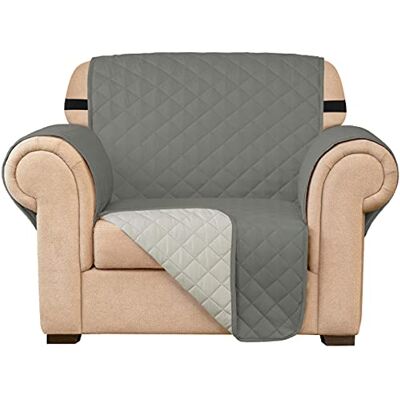 subrtex Housse de canapé matelassée réversible avec élastique Housse de fauteuil avec accoudoirs Pour salon et canapé (1 place, gris clair) subrtex Housse de canapé matelassée réversible avec élastique Housse de fauteuil avec accoudoirs Pour salon et canapé (1 place, gris clair)