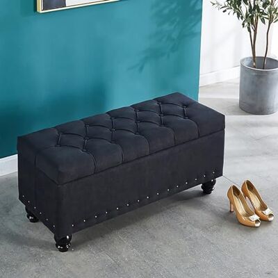 WIKKASSEIR Banc ottoman de rangement rectangulaire, banc rembourré en lin, siège de fin de lit avec rangement, salon moderne, repose-pieds d'entrée, tabouret à langer (couleur : jaune, taille : 60 x 4 WIKKASSEIR Banc ottoman de rangement rectangulaire, banc rembourré en lin, siège de fin de lit avec rangement, salon moderne, repose-pieds d'entrée, tabouret à langer (couleur : jaune, taille : 60 x 4