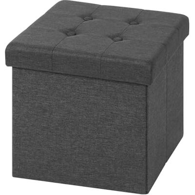 WOLTU SH06dgr-1 Tabouret Pouf de Rangement en Lin,Coffre Repose-Pied Pliable 37,5x37,5x38cm,Gris Foncé WOLTU SH06dgr-1 Tabouret Pouf de Rangement en Lin,Coffre Repose-Pied Pliable 37,5x37,5x38cm,Gris Foncé