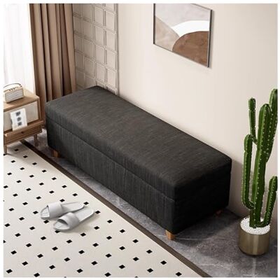 WIGSELBL Banc ottoman de rangement du milieu du siècle en lin, long coffre de rangement, repose-pieds avec rangement, banc ottoman moderne du milieu du siècle pour salon (Néro, 100 cm) WIGSELBL Banc ottoman de rangement du milieu du siècle en lin, long coffre de rangement, repose-pieds avec rangement, banc ottoman moderne du milieu du siècle pour salon (Néro, 100 cm)
