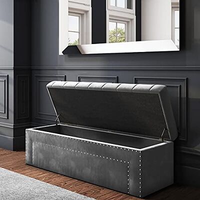 ZXLAGDBP Repose-pieds pliable, luxueux banc ottoman de rangement avec boutons en cristal, tabouret ottoman rectangulaire rembourré en velours, moderne et confortable, banc de rangement pour extrémité ZXLAGDBP Repose-pieds pliable, luxueux banc ottoman de rangement avec boutons en cristal, tabouret ottoman rectangulaire rembourré en velours, moderne et confortable, banc de rangement pour extrémité