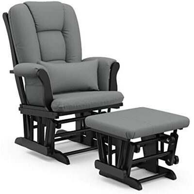 StorkCraft Stork Craft Toscane Custom Glider et ottoman avec coussin lombaire Noir/gris StorkCraft Stork Craft Toscane Custom Glider et ottoman avec coussin lombaire Noir/gris