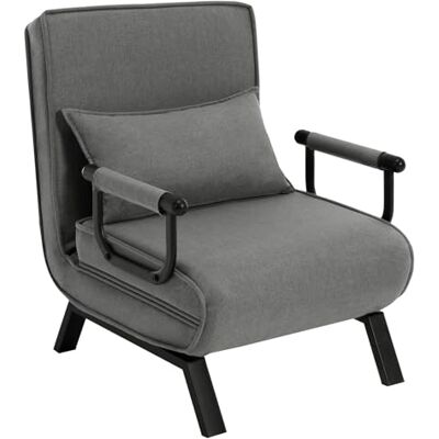 WOLTU Fauteuil convertible 3 en 1, avec fonction lit, fauteuil pliable, avec dossier réglable, coussin amovible, lit d'invités, cadre en métal en lin, 65 x 75 x 78 cm, gris foncé WOLTU Fauteuil convertible 3 en 1, avec fonction lit, fauteuil pliable, avec dossier réglable, coussin amovible, lit d'invités, cadre en métal en lin, 65 x 75 x 78 cm, gris foncé