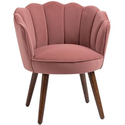 HOMCOM Fauteuil Coquillage Fauteuil de Salon Chambre avec Dossier et Coussin Aspect Velours Pieds en Bois hévéa dim. 66L x 66l x 78,5H cm (Rose) HOMCOM Fauteuil Coquillage Fauteuil de Salon Chambre avec Dossier et Coussin Aspect Velours Pieds en Bois hévéa dim. 66L x 66l x 78,5H cm (Rose)