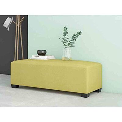 CWCQGH Banc ottoman rectangulaire en tissu de coton et lin capitonné banc à chaussures à langer maison simple moderne long canapé repose-pieds jaune-vert 60 cm CWCQGH Banc ottoman rectangulaire en tissu de coton et lin capitonné banc à chaussures à langer maison simple moderne long canapé repose-pieds jaune-vert 60 cm