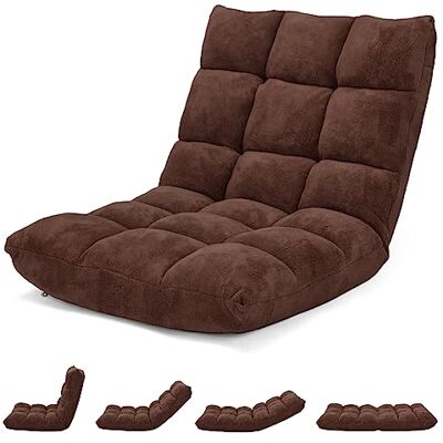 COSTWAY Canapé Paresseux Chaise de Sol, Fauteuil Convertible en Polaire Corail Dossier Réglable 14 Positions, Chaise de Méditation/Jeux Vidéo, pour Coin Lecture, Salon, Enfant/Adulte, Marron COSTWAY Canapé Paresseux Chaise de Sol, Fauteuil Convertible en Polaire Corail Dossier Réglable 14 Positions, Chaise de Méditation/Jeux Vidéo, pour Coin Lecture, Salon, Enfant/Adulte, Marron