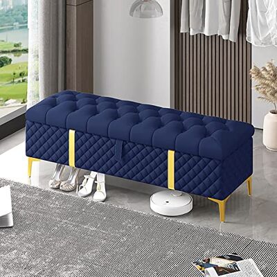 JCPQDWTD Banc ottoman de rangement – Banc de lit luxueux avec revêtement en cuir et design moderne – Coffre de chambre avec repose-pieds de rangement JCPQDWTD Banc ottoman de rangement – Banc de lit luxueux avec revêtement en cuir et design moderne – Coffre de chambre avec repose-pieds de rangement