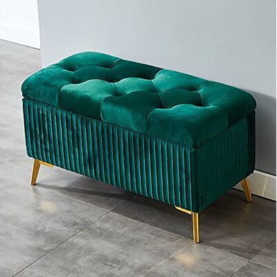 TAOXUNHAO Repose-pieds rectangulaire moderne en velours rembourré avec espace de rangement pour le salon ou le lit Vert foncé 100 x 39 x 45 cm TAOXUNHAO Repose-pieds rectangulaire moderne en velours rembourré avec espace de rangement pour le salon ou le lit Vert foncé 100 x 39 x 45 cm