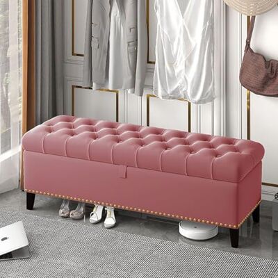 RTYHN Coffre de rangement ottoman en velours avec siège, extrémité de lit, repose-pieds avec pieds, banc de rangement, banc d'entrée pour le salon RTYHN Coffre de rangement ottoman en velours avec siège, extrémité de lit, repose-pieds avec pieds, banc de rangement, banc d'entrée pour le salon