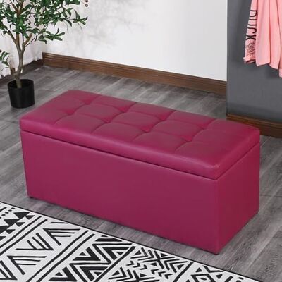 MUMUXIAO Banc ottoman de rangement, banc d'entrée en cuir, siège rembourré avec grand espace de rangement, repose-pieds robuste (violet, 60 cm) MUMUXIAO Banc ottoman de rangement, banc d'entrée en cuir, siège rembourré avec grand espace de rangement, repose-pieds robuste (violet, 60 cm)
