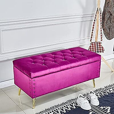 CHYOOP Ottoman Ben End Of Bed Ben avec rangement, repose-pieds confortable pour salon, pouf en velours luxueux, violet, 80 x 45 x 45 cm CHYOOP Ottoman Ben End Of Bed Ben avec rangement, repose-pieds confortable pour salon, pouf en velours luxueux, violet, 80 x 45 x 45 cm