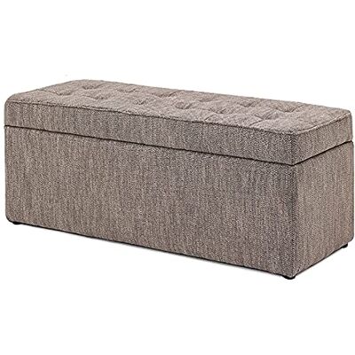 MEILISHAOMEI Banc ottoman de rangement de grande capacité, siège de rangement rembourré en coton et lin, repose-pieds confortable, banc de rangement multifonction, marron, 98 x 38 x 40 cm MEILISHAOMEI Banc ottoman de rangement de grande capacité, siège de rangement rembourré en coton et lin, repose-pieds confortable, banc de rangement multifonction, marron, 98 x 38 x 40 cm