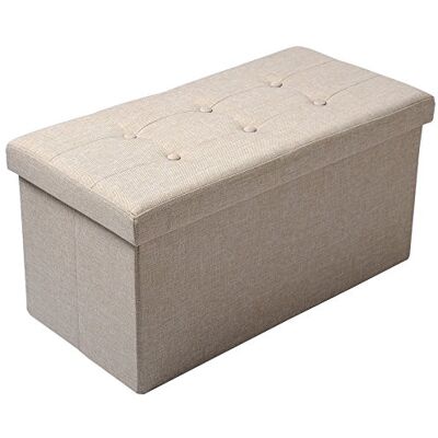WOLTU Repose-Pieds Banc de Rangement Siège en Lin,Pouf Tabouret de Rangement Tabouret Pliable 76x37.5x38cm,Beige SH32cm WOLTU Repose-Pieds Banc de Rangement Siège en Lin,Pouf Tabouret de Rangement Tabouret Pliable 76x37.5x38cm,Beige SH32cm