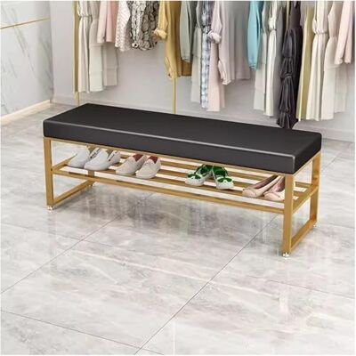 ZJGFCB Banc à chaussures moderne en fer avec coussin rembourré en cuir, organiseur ottoman avec rembourrage en velours pour rangement de chaussures, couloir, salon (taille : 100 x 30 x 45 cm, couleur ZJGFCB Banc à chaussures moderne en fer avec coussin rembourré en cuir, organiseur ottoman avec rembourrage en velours pour rangement de chaussures, couloir, salon (taille : 100 x 30 x 45 cm, couleur