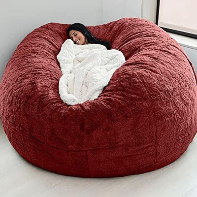 WTUYJN Housse de pouf sans rembourrage, en fausse fourrure douce, housse de canapé ronde, pour meubles de salon WTUYJN Housse de pouf sans rembourrage, en fausse fourrure douce, housse de canapé ronde, pour meubles de salon