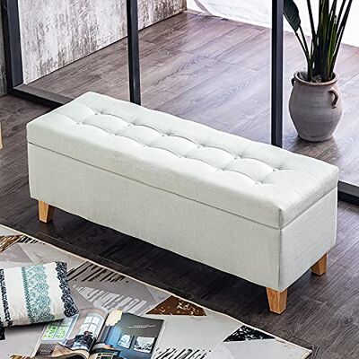 LDTTYRC Repose-pieds moderne Banc de lit pour salon, chambre à coucher En lin rembourré Banc de rangement Ottoman Entrée Tabouret de changement de chaussures avec rangement Blanc 80 x LDTTYRC Repose-pieds moderne Banc de lit pour salon, chambre à coucher En lin rembourré Banc de rangement Ottoman Entrée Tabouret de changement de chaussures avec rangement Blanc 80 x