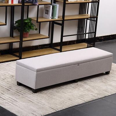 CWCQGH Ottoman de rangement verrouillable, banc de pied en lin avec grand espace de rangement, tabouret de rangement, banc de rangement en bois rembourré, tabouret à langer rectangulaire, fond plat beige, CWCQGH Ottoman de rangement verrouillable, banc de pied en lin avec grand espace de rangement, tabouret de rangement, banc de rangement en bois rembourré, tabouret à langer rectangulaire, fond plat beige,