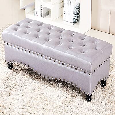 Widppsopt Banc ottoman de rangement luxueux en simili cuir avec espace de rangement, moderne pour salon, couloir, chaussures à langer, bancs multifonctionnels, 75 x 45 x 45 cm Widppsopt Banc ottoman de rangement luxueux en simili cuir avec espace de rangement, moderne pour salon, couloir, chaussures à langer, bancs multifonctionnels, 75 x 45 x 45 cm