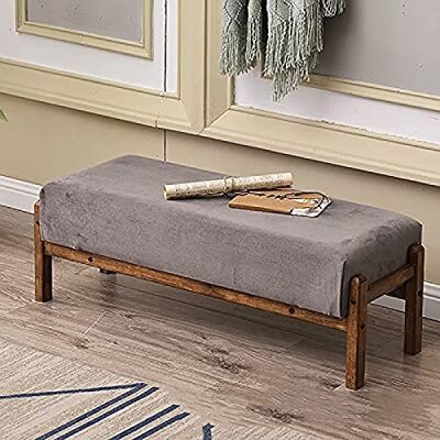 GFHOOZ Tabouret à chaussures vintage en bois massif, tabouret d'extrémité de lit, banc de ferme avec coussin de siège, banc d'entrée, velours gris, 65 x 30 x 32 cm, velours gris, 65 x 30 x 32 cm GFHOOZ Tabouret à chaussures vintage en bois massif, tabouret d'extrémité de lit, banc de ferme avec coussin de siège, banc d'entrée, velours gris, 65 x 30 x 32 cm, velours gris, 65 x 30 x 32 cm