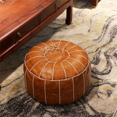 WENWENLEE Tabouret ottoman de style nordique marocain en cuir synthétique pouf artisanal repose-pieds rond grand coussin non rembourré (couleur : A, taille : 50 x 30 cm) (50 x 30 cm, argento) WENWENLEE Tabouret ottoman de style nordique marocain en cuir synthétique pouf artisanal repose-pieds rond grand coussin non rembourré (couleur : A, taille : 50 x 30 cm) (50 x 30 cm, argento)