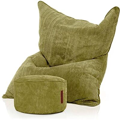 Green Bean © Set: Pouf + Tabouret Pouf géant XXL avec Pouf Assorti Remplissage EPS Bean Bag Coussin de Sol Coussin d'assise Intérieur Intérieur Lavable Vert Green Bean © Set: Pouf + Tabouret Pouf géant XXL avec Pouf Assorti Remplissage EPS Bean Bag Coussin de Sol Coussin d'assise Intérieur Intérieur Lavable Vert